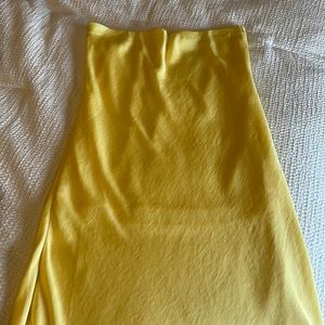 Leith satin yellow midi skirt